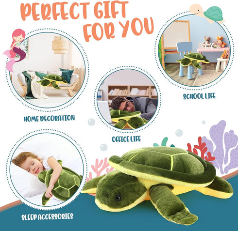 Soft Plush Sea Turtle Stuffed Animals, Giant 12 Inch Plush Pillow Toys for Birthday Graduation Gifts for Kids