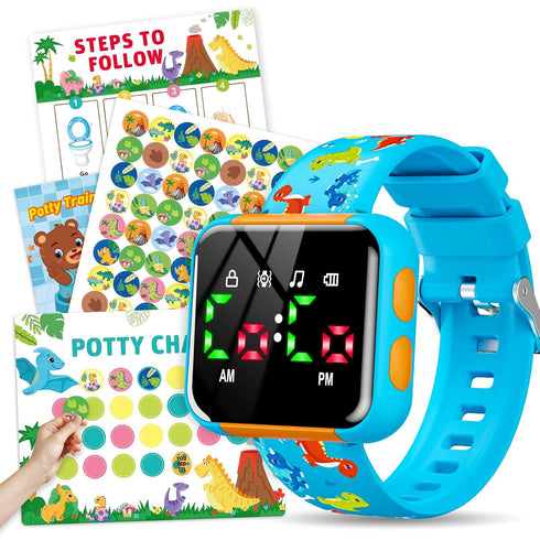 Etuwoe Potty Training Watch & Chart for Kids: Water Resistant Potty Watches Dinosaur