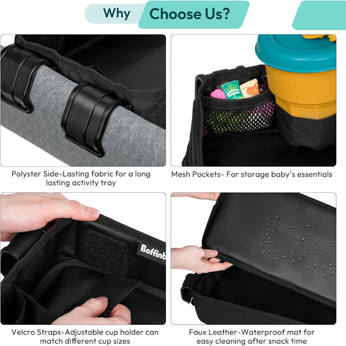 Double Sided Stroller Tray - Fits for Wonderfold Wagon, Kids Snacks & Activities, Easy to Use and Clean
