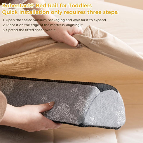 Kohentact Bed Rail Bumpers for Toddlers - Foam Fold Bed Bumper Guard with Dual Non-Slip Pads Waterproof Washable Soft