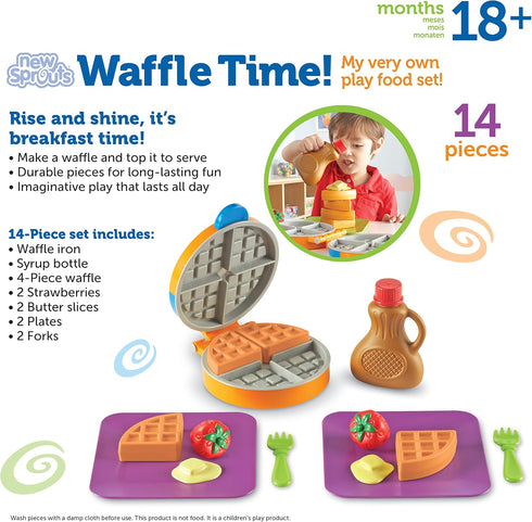Learning Resources New Sprouts Waffle Time - Breakfast Pretend Play Food Kitchen Toys, Montessori Educational Game