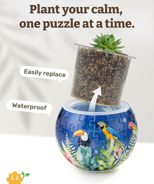 3D Puzzle Planter 80 Pieces - Flower Pot for Bird of Paradise, Home Decor for Indoor Cactus and Succulents