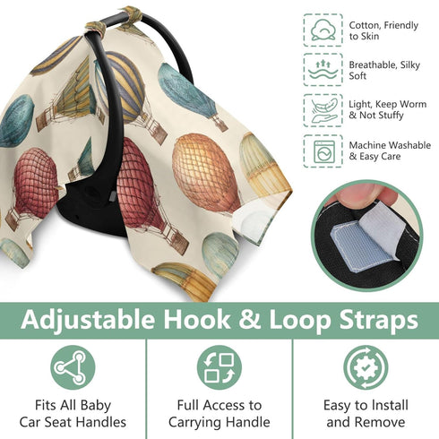 Mazeann Retro Hot Air Balloon Car Seat Cover Baby Breathable Soft Infant Carseat Covers Canopies Babies Carrier Covers