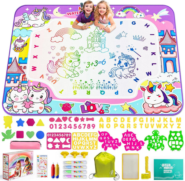 Water Doodle Mat,40 x 32 Inch Large Drawing Mat with Backpack,Educational Toys