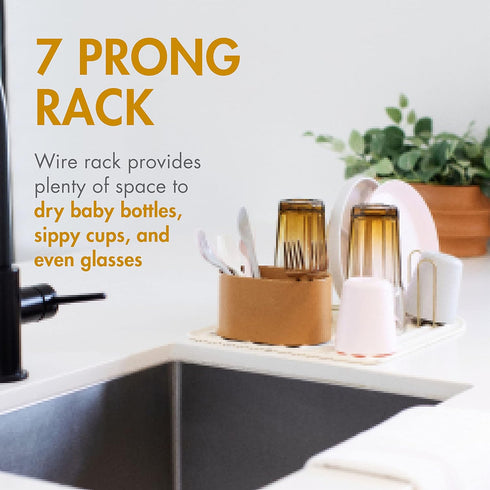7-Prong Boon ARC Modular Baby Bottle Drying Rack Includes Silicone Drying Mat, Accessory Cup, and Wire Bottle Rack Baby