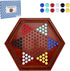 Offelec 14 inches Wooden Chinese Checkers Set, 60+12 Colorful Acrylic Marbles in