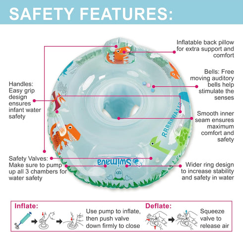 G3 6-36 Swimming (Mesozoic) Swimava Baby Swim Seat Ring (Age Months), Inflatable Float, Foldable Lightweight Pool Swim
