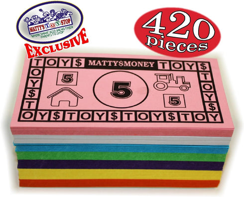 Matty's Money 420 Piece Play Money Set, $41,160 Total, 60 Pieces Each of $1's, $5's, $10's, $20's, $50's, $100's &