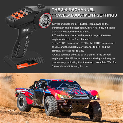 Hobby Fans RC Radio System 7CH 2.4G RC Transmitter with Receiver for RC Car Crawler Boat