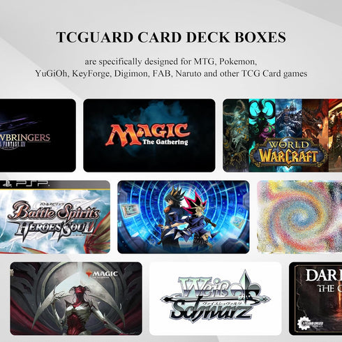 MTG Card Deck Box - Holds 100+ Single Sleeved Cards, Microfiber Lining, Leather Compatible with TCG (Vertical-Black)