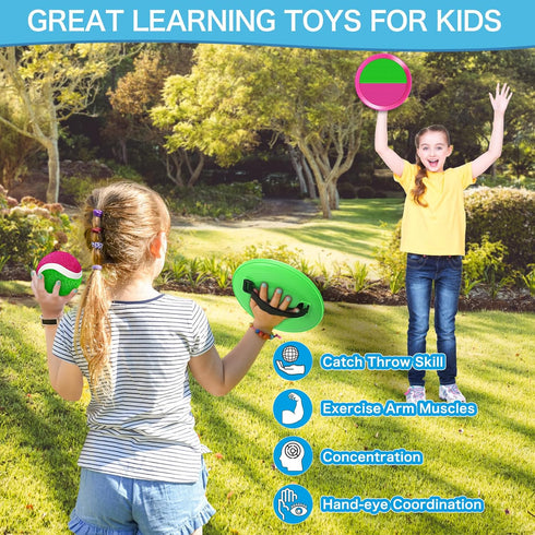 Officygnet Velcro Ball and Catch Game - Kids Toss Game for Ages 3-12, Catching Ball Set with 4 Paddles