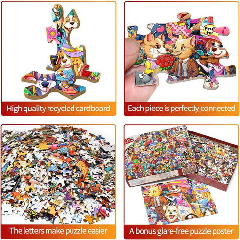 Jigsaw Puzzles for Adults, 1000 Piece Dog's World Puzzle, Cartoon Puzzles for Adults