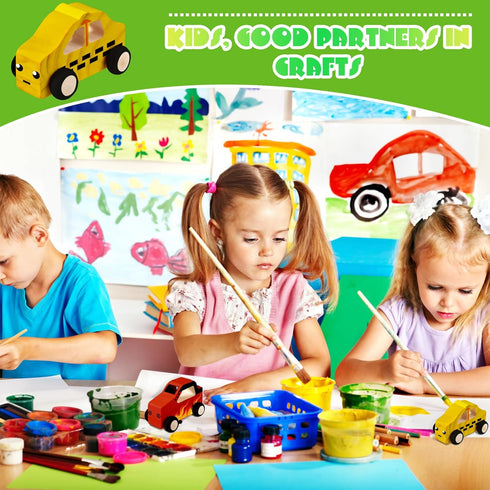 24 Chivao Pcs Wood DIY Car Toys, Unfinished Wooden Cars, Paintable Wood Toys, Wooden Crafts for Students Home