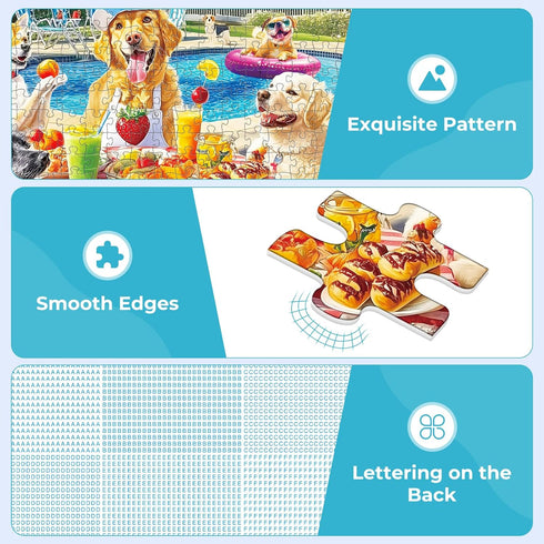 Nitktaia 300 Adults,Summer 8-10,Challenging Gifts,20.5 15 Pieces Puzzles for Dog Pool Party & Food Puzzle,Large Puzzles