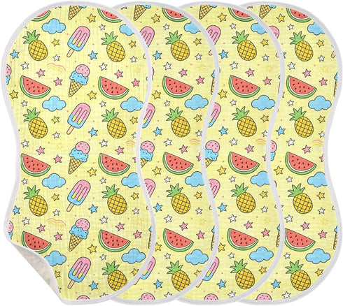 decor gift Summer 4 Pack 22x11in Cotton Large Burp Cloths for Baby Easy Care Pineapple Cute wash Cloths for Unisex