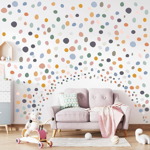 Pastel Polka Dot Stickers, Kids Wall Decals, Peel and Stick Removable Nursery Decor, Repositionable Circle Wall Art