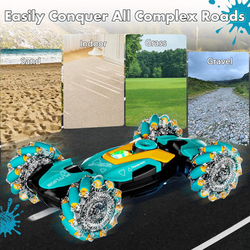 5-13,4WD 360 Show,3-6 8-10 Gesture Sensing RC Stunt Car,Remote Control Car Toys for Ages All-Terrain with Flips & LED