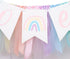 LINLULU 1st Pastel Rainbow High Chair Banner - Tulle & Ribbon Highchair Banner for Birthday Girl, Rainbow Decorations