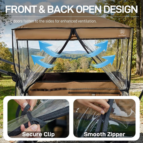 EVER ADVANCED Luxe TPU Wagon Stroller Rain Cover, Non-Yellowing Clear Shield with Double Zippered Side Access