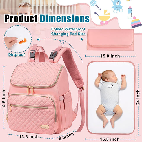 Backpack Backpack,Baby Straps,5 Weitars Diaper Bag Large Baby Diaper Bag with Changing Pad Travel Diaper Bag for Boys