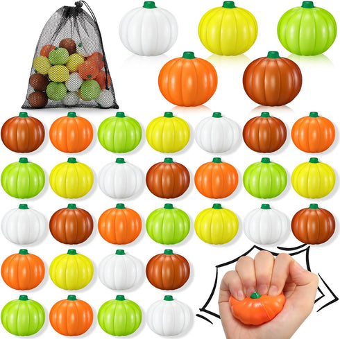 Motionchic 50 Pcs Thanksgiving Stress Balls Thanksgiving Party Favors Pumpkin Stress Balls Goodie