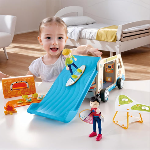 Hape Adventure Van for Pretend Play with Action Figures, Dimensions: 12.2 x 6.7 x 5.7 inches