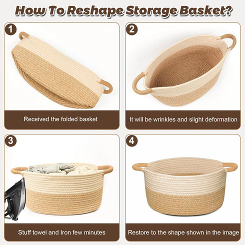 ELIDANTE Decor,19.69" 11.42" 7.48" Woven Basket for Toys, Blankets & Gifts Empty ,Cotton Rope Storage Basket