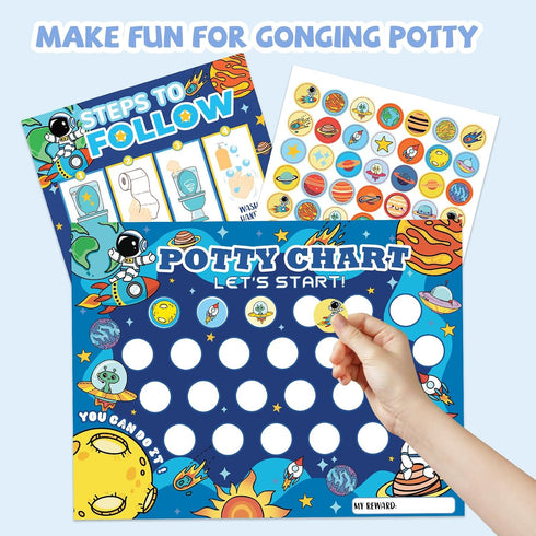 Fortunalux 18 5 Potty Training Chart for Toddlers Boys with Fun Reward Stickers - PCS Potty Training Sticker Chart