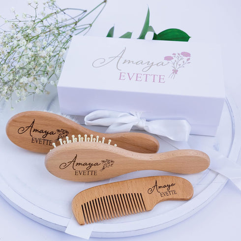 Custom Wooden Baby Brush Set | Personalized Wooden Baby Brush | Personalized