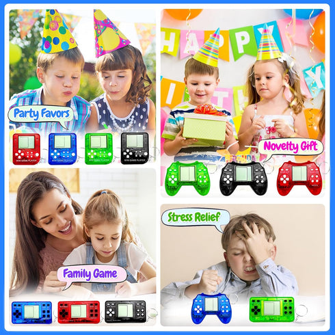 Video Game Party Favors - Keychain Birthday Gaming Gifts, Mini Game Console for Kids (12Pcs)