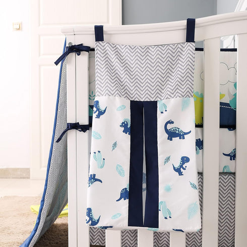 8 Set Set Stacker/3 YJM PC Dinosaur Crib Bedding for Baby Boys, Blue Nursery with Quilt/Sheet/Dust