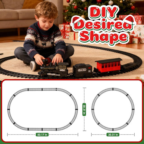 15-Piece Set Set 3-8 christmas tree train with Smoke, Sound & Lights - Fancy Track & Vintage Passenger Carriages