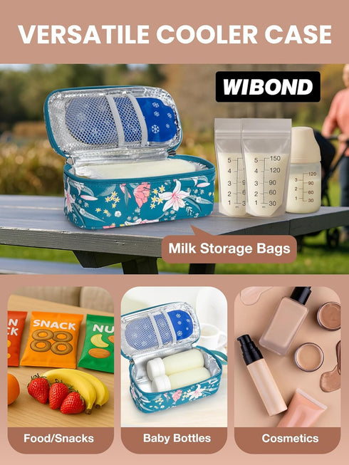 WIBOND 4-6 2 Pack, Breast Milk Cooler Travel Bag, Real-Time Temperature Display, Holds Breastmilk Storage Bag
