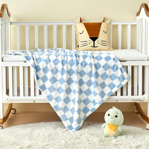 Cozy 30''x40'', Yurhap Checkered Baby Blanket Fleece Baby Blankets for Boys, Ultra Soft Fluffy Infant Toddler Newborn