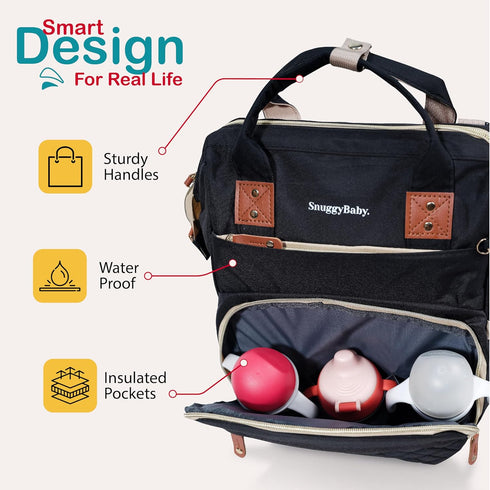 SnuggyBaby. Backpack SNUGGY BABY Diaper Bag with Changing Station, Diaper with Changing Pad, Portable Diaper Organizer