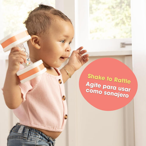 BEBE FUERTE Twist & Shake Dumbbell by Robin Arzon - Bilingual Toddler Sensory Toys for Baby Workout Gifts