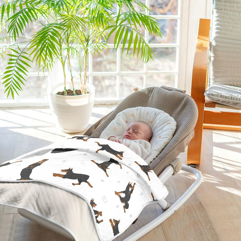 30" 40", Multi1 Swaddle Blanket Exercises Doberman Dog Cotton Blanket for Infants, Receiving Blanket, Lightweight Soft