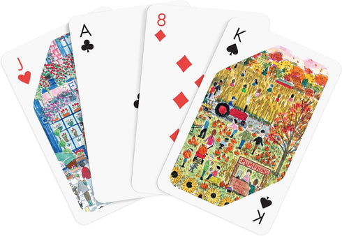 Galison Four Seasons Playing Card Set – 2 Standard Decks Featuring Unique Cityscapes and Landscapes