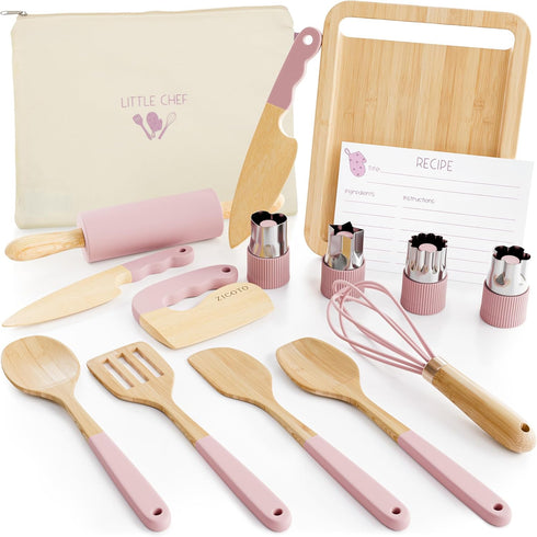 Wooden Cooking & Baking Set for Kids - Safe & Real Kitchen