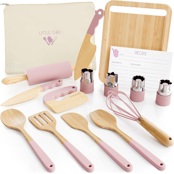 Wooden Cooking & Baking Set for Kids - Safe & Real Kitchen