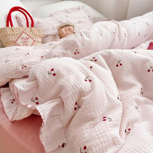 47"x59", BuLuTu Crib Bedding Duvet Cover for Boys Girls Cotton Muslin Baby Crib Duvet Cover Nursery Bed Decoration