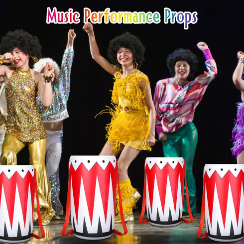 6 Pack Inflatable Instrument Toys - Drum Music Instruments Party Props Decorations for 80s 90s Rock and Roll Parties