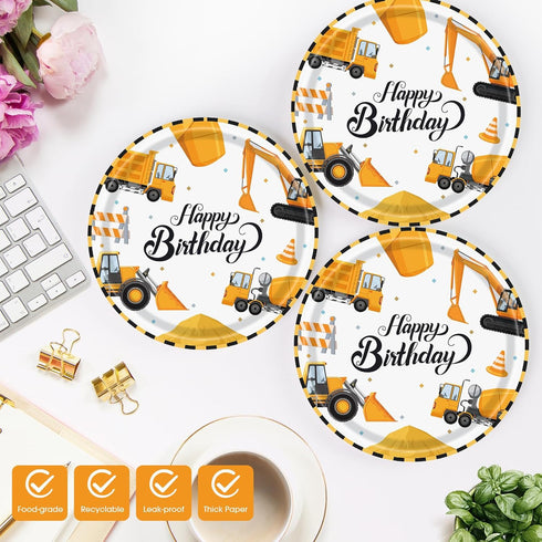 KFJBPB 40 Set 20 Pcs Construction Plates and Napkins Party Supplies, Construction Birthday Party Decorations Disposable