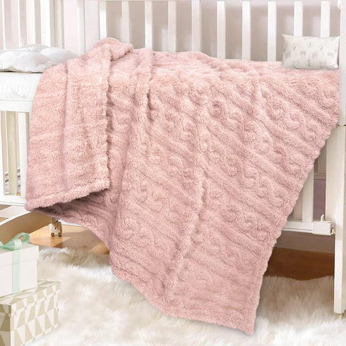 HOMRITAR Baby Blanket for Girls Toddlers, 3D Fleece Fluffy Fuzzy Blanket, Soft Warm Cozy, 30x40 inches, Pink