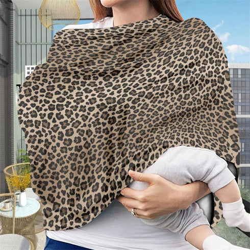 Forchrinse Leopard Cheetah Animal Print Baby Car Seat Canopy for Boys Girls - Soft Nursing Breastfeeding Cover Stroller
