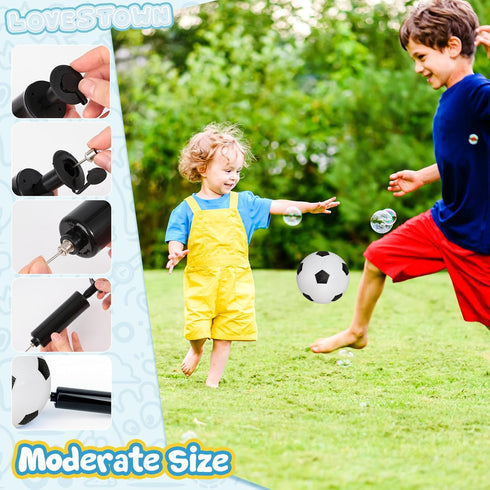 LovesTown 5PCS Sports Balls with Pump, 4" Inflatable Playground Balls with Duffle Bag for Toddlers Kids