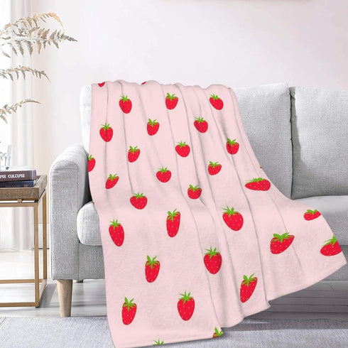 Pink Strawberry Baby Blanket, Super Soft Swaddle for Boys Girls, Cozy Receiving Blanket Stroller Throw 40" x 30"