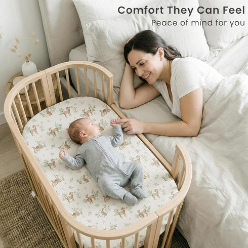 2 Pack 100% 33 21 inches Konssy Muslin Bassinet Sheets for Boys, Girls, Cotton Soft Breathable Fitted Bassinet Mattress