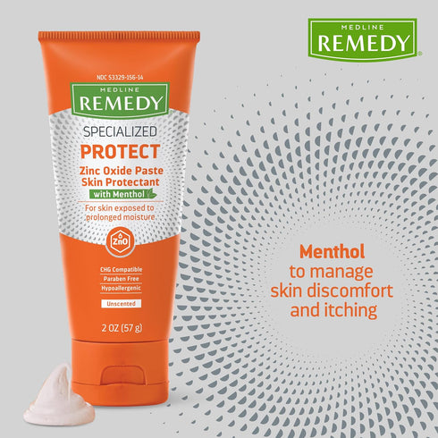 (2 oz Medline Remedy Specialized Zinc Oxide Paste with Menthol Tube), Unscented, Calamine, Incontinence Care, Diaper