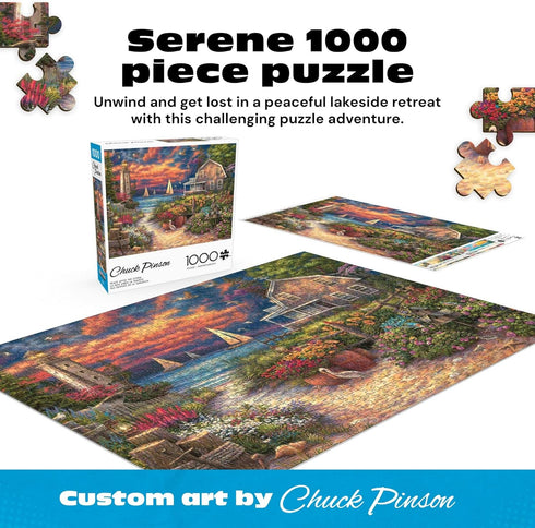 1000 Buffalo Games Chuck Pinson Peace After the Storm Piece Jigsaw Puzzle for Adults Coastal Lighthouse Scene
